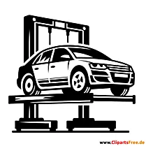 Car in the repair shop clipart black and white