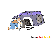 Rad auswechseln beim PKW Clipart, Bild, Illustration
