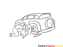 Reifen, Werkstatt, Service Zeichnung, Grafik, Clipart schwarz-weiss