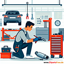 Reparatur Auspuff Clipart zum Thema Kfz-Werkstatt
