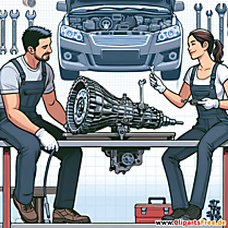 Schaltgetriebe reparieren Clipart zum Thema Kfz-Werkstatt