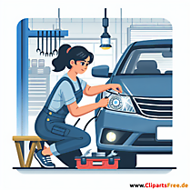 Scheinwerfer wechseln Clipart zum Thema Kfz-Werkstatt