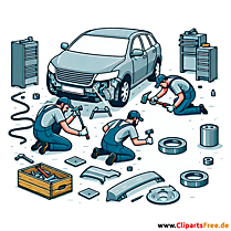 Stoßstange reparieren Clipart zum Thema Kfz-Werkstatt