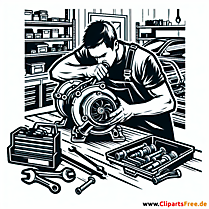 Turbolader reparieren Clipart zum Thema Kfz-Werkstatt