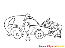 Car break-down clip art black and white, graphic, pic, cartoon, comic free