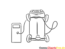 Cartoon Elektroauto schwarz-weiß Clipart
