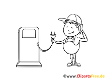 Clipart Elektro Auto an einer Ladestation aufladen