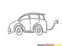 E-Auto Clipart, Bild schwarz-weiß