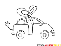E-Auto schwarz und weiß Clipart