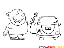 Glücklicher Fahrer eines E-Fahrzeugs Clipart