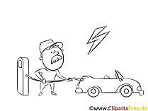 Ladestation für E-Autos Grafik, Ilustration schwarz-weiß