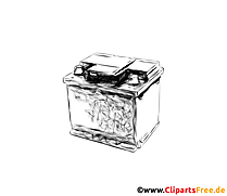 Desenho de bateria de carro, clip-art, imagem