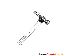 Hammer Zeichnung mit Bleistift, Clipart schwarz-weiss