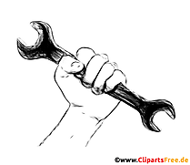 Hand mit Schlüssel Zeichnung, Clipart, Bild