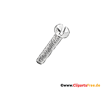 Schraube mit Schlitz schwarz-weisse Zeichnung