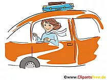 Frau faehrt Auto Clipart, Bild, Grafik, Cartoon, Illustration gratis