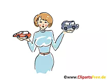 Frauen und Autos Clipart, Bild, Grafik, Cartoon, Illustration gratis