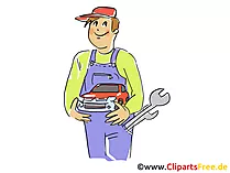 Kfz-Mechaniker in Werkstatt Clipart, Bild, Grafik, Cartoon, Illustration free