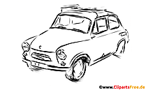 Liten bil fra 60-tallet bilde, utklipp, tegneserie