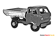 LKW Kipper PNG Illustration schwarz-weiss