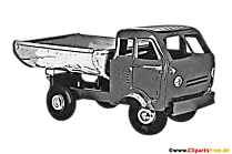 LKW Kipper PNG Illustration schwarz-weiss