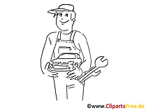 Motorcar mechanic clip art, graphic, pic, cartoon, comic free