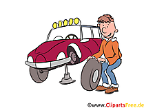 Reifenwechsel Bild, Illustration, Clipart, Cartoon gratis