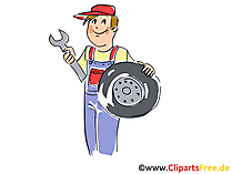 Reifenwechsel, Reifenservice Clipart, Bild, Grafik, Cartoon, Illustration gratis