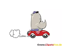 Rotes Kabrio fährt schnell Clipart, Bild, Illustration