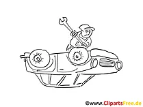 Vehicle repair clip art black and white, graphic, pic, cartoon, comic free