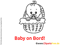 Baby im Korb Clipart, Bild, Cartoon, Grafik