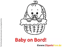 Baby im Korb Clipart, Bild, Cartoon, Grafik