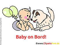 Baby und Hund on Bord Bild, Cartoon, Grafik, Clipart