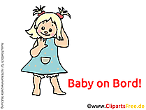 Kinder on Bord Clipart, Bild, Cartoon
