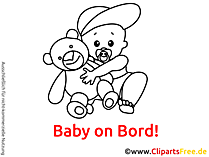 Schwarz-weiss Cartoon Baby on Bord
