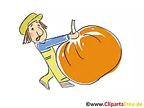 Bauer mit Kürbis Cartoon, Clipart, Bild, Illustration