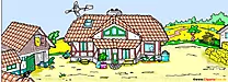 Bauernhof Comic-Illustration
