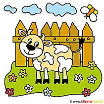 Vaca de dibujos animados - fotos de la granja