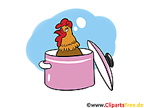 Huhn im Topf Clipart, Bild, Illustration