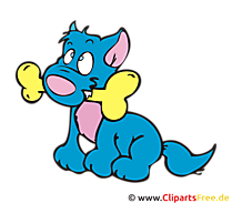 Hund mit Knochen Clipart, Bild, Cartoon, Grafik kostenlos