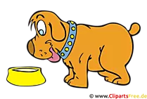 Hund mit Napf Clipart, Bild, Cartoon, Grafik kostenlos