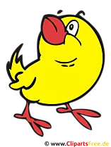 Küken gelb guckt oben links Clipart, Bild, Cartoon