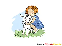 Mädchen mit Ziege Bild, Clipart, Cartoon, Grafik