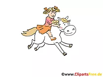 Mädchen reitet auf Pony Bild, Illustration, Grafik, Clipart