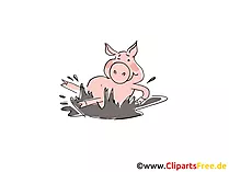 Schwein im Schlamm - Keine Torte - Cartoon Bild