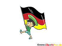 Junge in Uniform und deutscher Fahne Bild, Clipart, Illustration