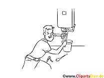 Anlagenmechaniker Sanitär- Heizungs- und Klimatechnik Clipart, Grafik, Bild schwarz-weiß