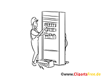 Automatenfachmann Clipart, Grafik, Bild schwarz-weiß