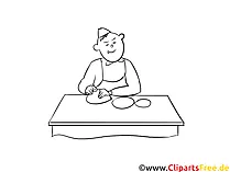 Bäcker Clipart, Grafik, Bild schwarz-weiß