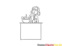 Bäckereifachverkäufer Clipart, Grafik, Bild schwarz-weiß
